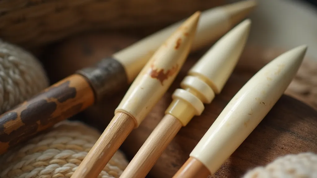 Antique bone, ivory, and horn knitting needles