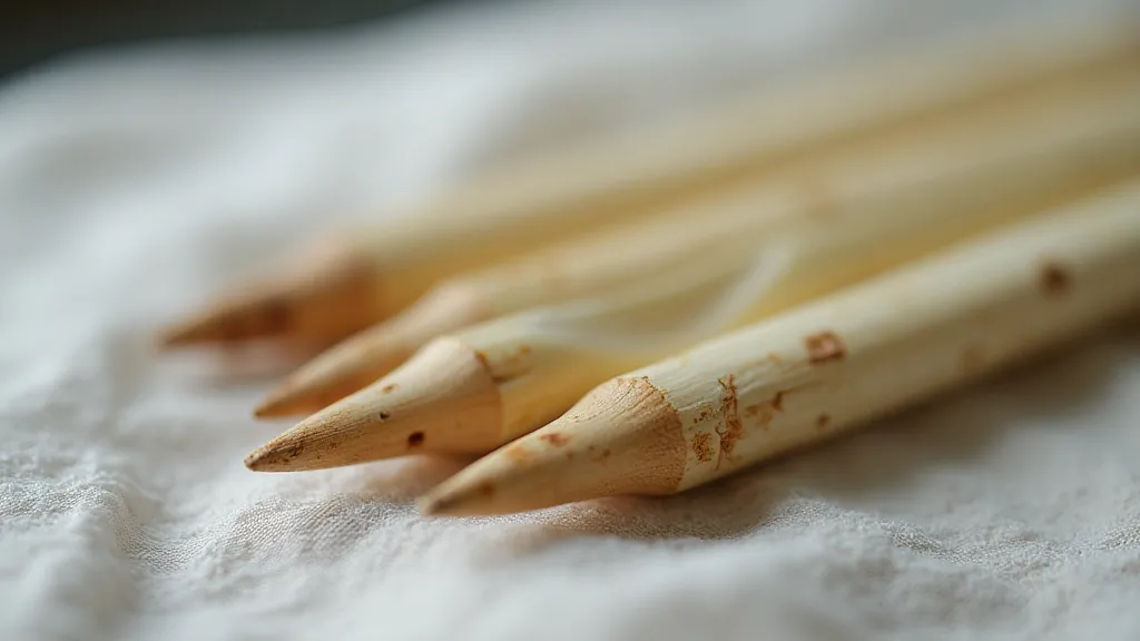 Antique bone knitting needles with damage