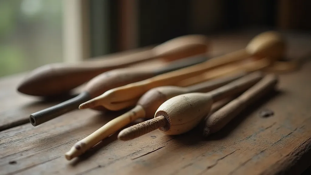 A collection of antique knitting needles