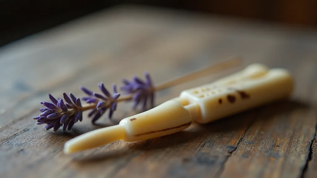 Antique knitting needles with lavender