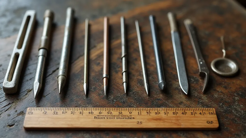 Selection of antique steel knitting needles