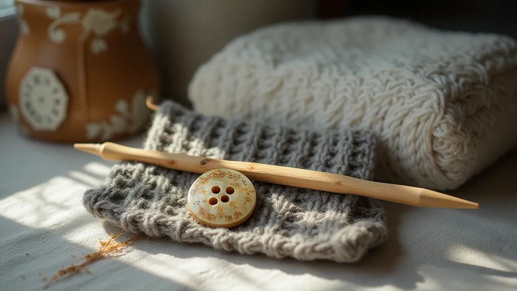 Still life of knitting needles and yarn