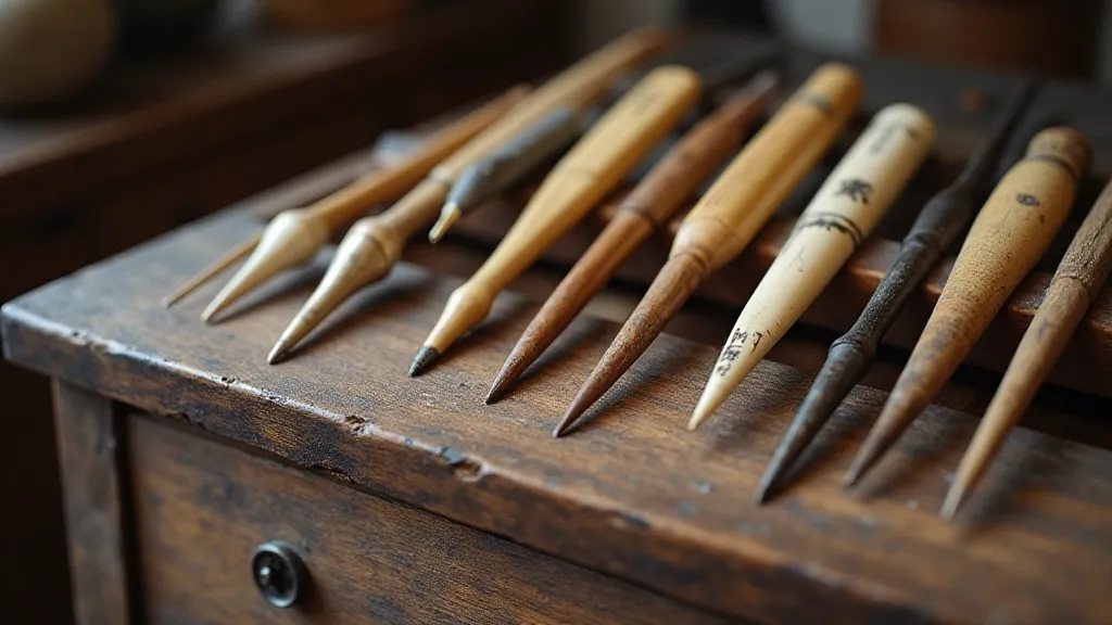 Collection of antique knitting needles