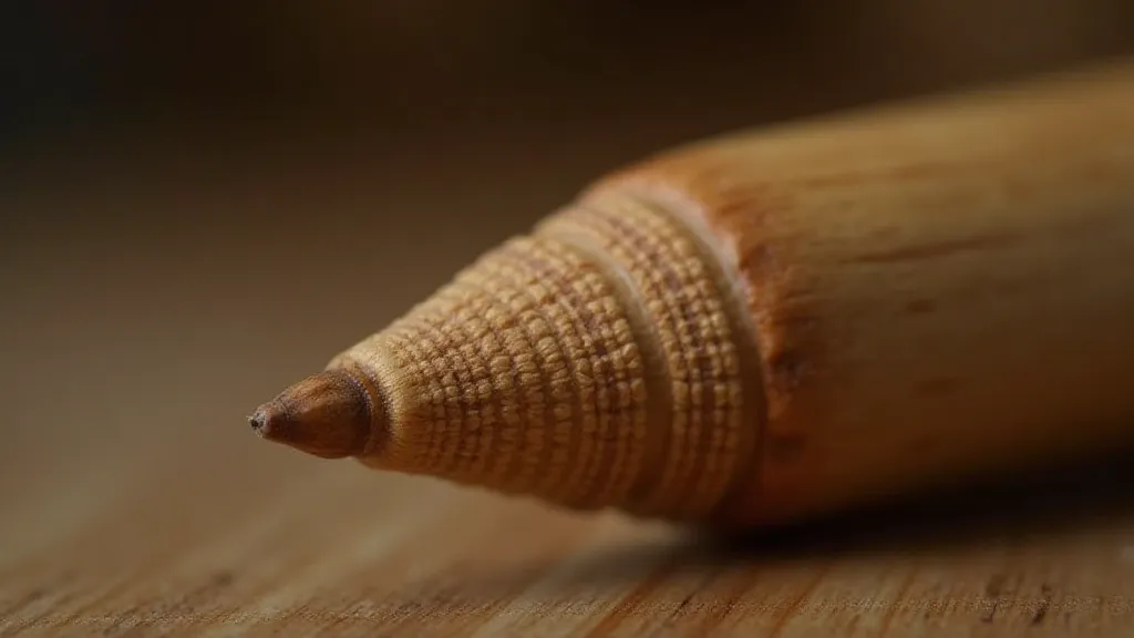 Close-up of an antique knitting needle tip