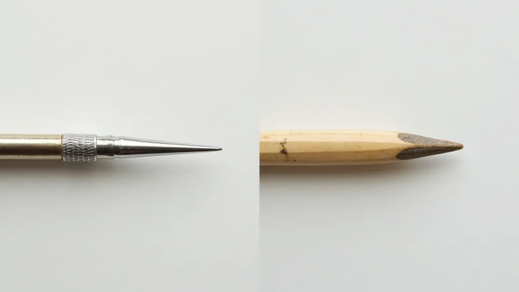 Comparison of antique and modern needle tips