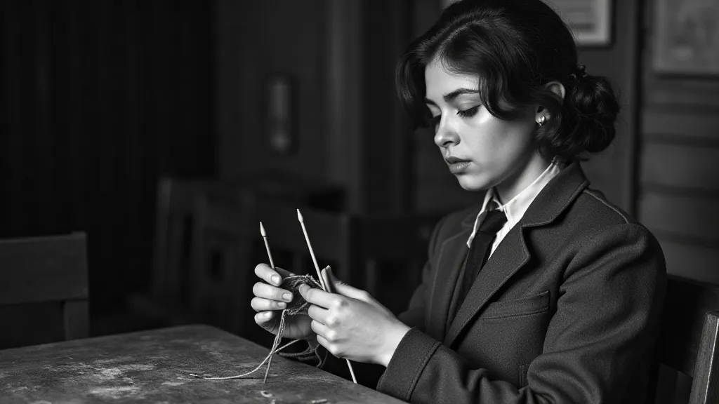 Victorian woman knitting
