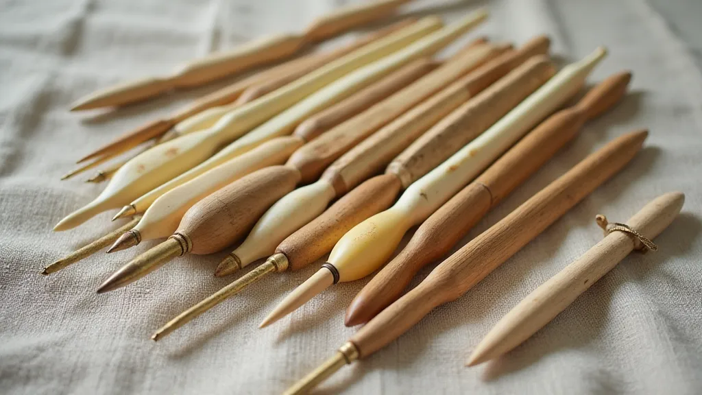 Variety of antique knitting needles