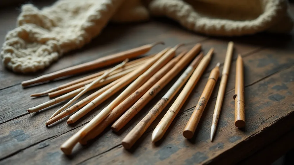 Collection of antique knitting needles
