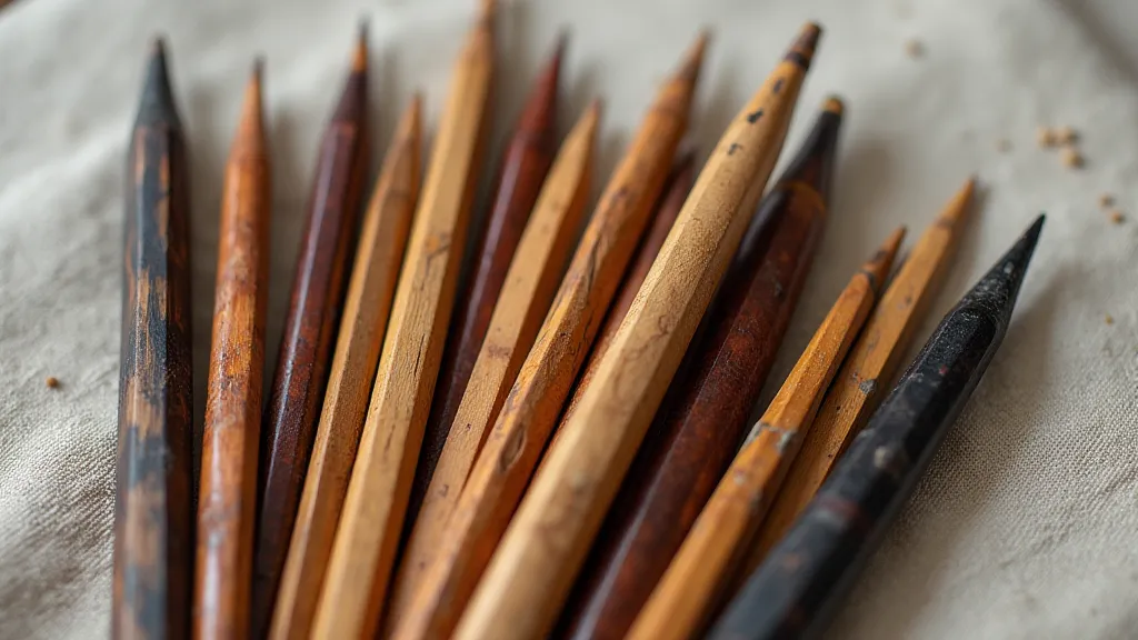Antique wooden knitting needles collection